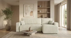 Designer Ecksofa Calva mit Schlaf- und Klappfunktion in Cord