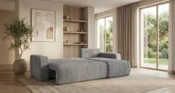 Designer Ecksofa Calva mit Schlaf- und Klappfunktion in Cord