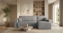 Designer Ecksofa Calva mit Schlaf- und Klappfunktion in Cord