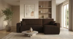 Designer Ecksofa Calva mit Schlaf- und Klappfunktion in Cord