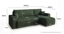Designer Ecksofa Calva mit Schlaf- und Klappfunktion in Cord