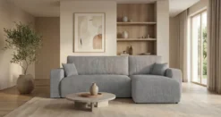 Designer Ecksofa Calva mit Schlaf- und Klappfunktion in Cord
