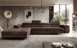 Designer Ecksofa Calvera Maxi mit Schlaf- und Klappfunktion in Cord