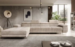 Designer Ecksofa Calvera Maxi mit Schlaf- und Klappfunktion in Cord