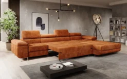 Designer Ecksofa Calvera Maxi mit Schlaf- und Klappfunktion in Cord