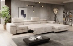 Designer Ecksofa Calvera Maxi mit Schlaf- und Klappfunktion in Cord