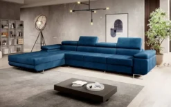 Designer Ecksofa Calvera Maxi mit Schlaf- und Klappfunktion in Samt