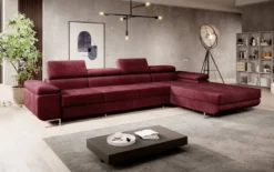 Designer Ecksofa Calvera Maxi mit Schlaf- und Klappfunktion in Samt