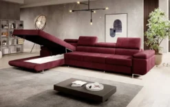 Designer Ecksofa Calvera Maxi mit Schlaf- und Klappfunktion in Samt