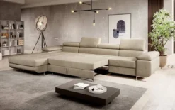 Designer Ecksofa Calvera Maxi mit Schlaf- und Klappfunktion in Samt