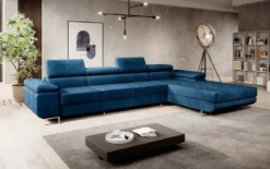 Designer Ecksofa Calvera Maxi mit Schlaf- und Klappfunktion in Samt