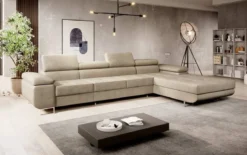 Designer Ecksofa Calvera Maxi mit Schlaf- und Klappfunktion in Samt