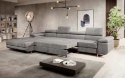 Designer Ecksofa Calvera Maxi mit Schlaf- und Klappfunktion in Samt