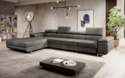 Designer Ecksofa Calvera Maxi mit Schlaf- und Klappfunktion in Samt