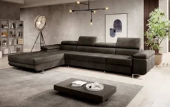 Designer Ecksofa Calvera Maxi mit Schlaf- und Klappfunktion in Samt