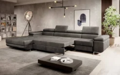 Designer Ecksofa Calvera Maxi mit Schlaf- und Klappfunktion in Samt