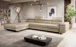 Designer Ecksofa Calvera Maxi mit Schlaf- und Klappfunktion in Samt