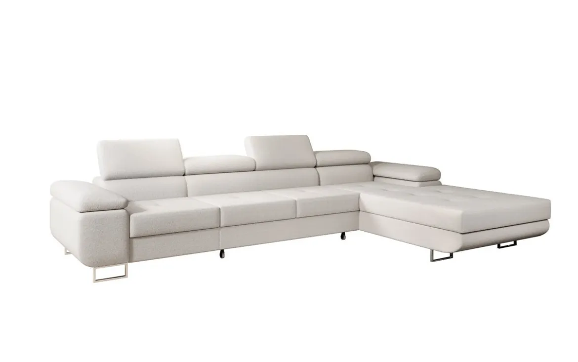 Designer Ecksofa Calvera Maxi mit Schlaf- und Klappfunktion in Bouclé