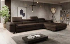 Designer Ecksofa Calvera Maxi mit Schlaf- und Klappfunktion in Bouclé