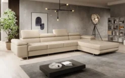 Designer Ecksofa Calvera Maxi mit Schlaf- und Klappfunktion in Bouclé