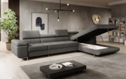 Designer Ecksofa Calvera Maxi mit Schlaf- und Klappfunktion in Bouclé
