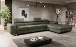 Designer Ecksofa Calvera Maxi mit Schlaf- und Klappfunktion in Bouclé