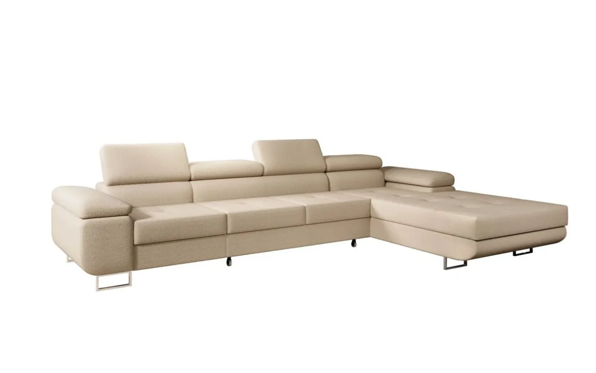 Designer Ecksofa Calvera Maxi mit Schlaf- und Klappfunktion in Bouclé