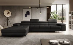 Designer Ecksofa Calvera Maxi mit Schlaf- und Klappfunktion in Bouclé