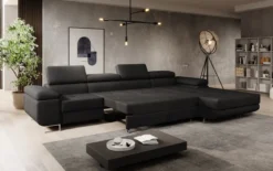 Designer Ecksofa Calvera Maxi mit Schlaf- und Klappfunktion in Bouclé