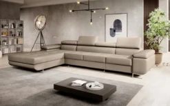 Designer Ecksofa Calvera Maxi mit Schlaf- und Klappfunktion in Kunstleder