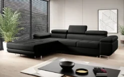 Designer Ecksofa Calvera mit Schlaf- und Klappfunktion in Kunstleder