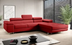 Designer Ecksofa Calvera mit Schlaf- und Klappfunktion in Kunstleder
