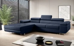 Designer Ecksofa Calvera mit Schlaf- und Klappfunktion in Kunstleder
