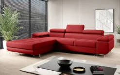 Designer Ecksofa Calvera mit Schlaf- und Klappfunktion in Kunstleder