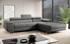 Designer Ecksofa Calvera mit Schlaf- und Klappfunktion in Kunstleder