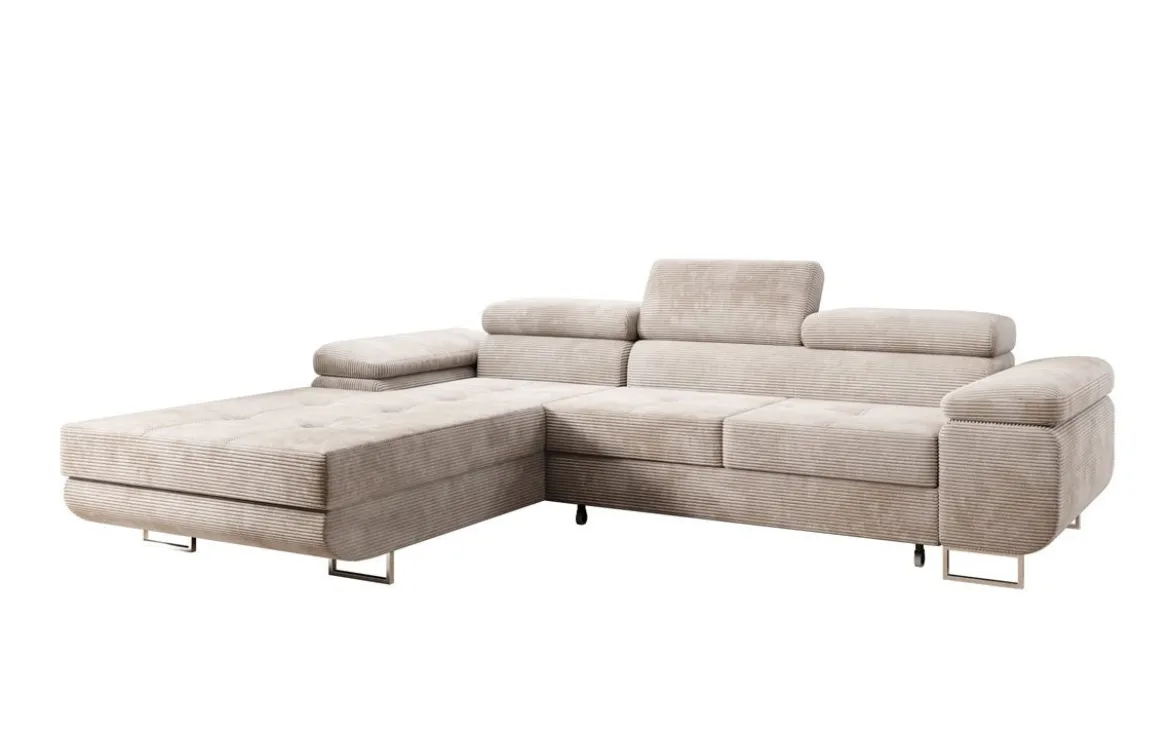 Designer Ecksofa Calvera mit Schlaf- und Klappfunktion in Cord
