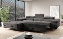 Designer Ecksofa Calvera mit Schlaf- und Klappfunktion in Cord