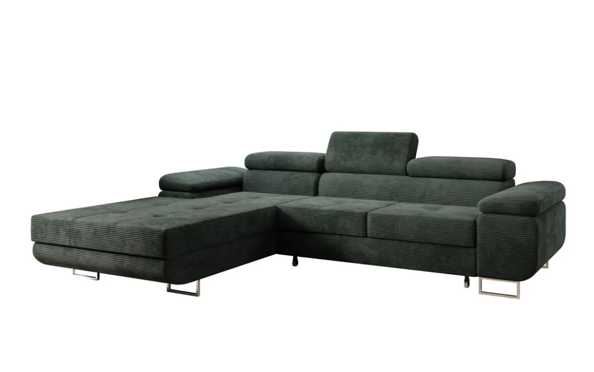 Designer Ecksofa Calvera mit Schlaf- und Klappfunktion in Cord