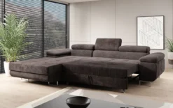 Designer Ecksofa Calvera mit Schlaf- und Klappfunktion in Cord