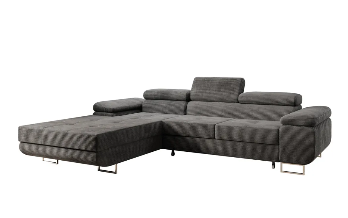 Designer Ecksofa Calvera mit Schlaf- und Klappfunktion in Cord