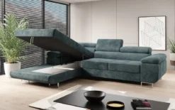 Designer Ecksofa Calvera mit Schlaf- und Klappfunktion in Cord