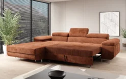 Designer Ecksofa Calvera mit Schlaf- und Klappfunktion in Cord