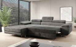 Designer Ecksofa Calvera mit Schlaf- und Klappfunktion in Cord