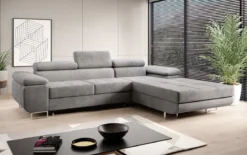 Designer Ecksofa Calvera mit Schlaf- und Klappfunktion in Samt