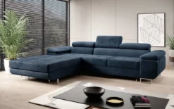 Designer Ecksofa Calvera mit Schlaf- und Klappfunktion in Samt