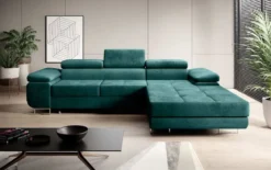 Designer Ecksofa Calvera mit Schlaf- und Klappfunktion in Samt