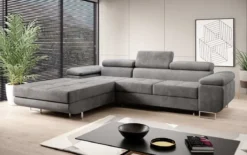 Designer Ecksofa Calvera mit Schlaf- und Klappfunktion in Samt