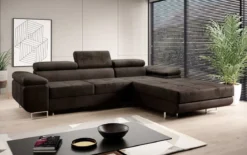 Designer Ecksofa Calvera mit Schlaf- und Klappfunktion in Samt