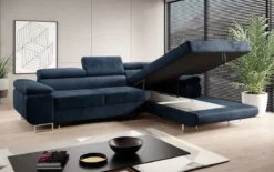 Designer Ecksofa Calvera mit Schlaf- und Klappfunktion in Samt