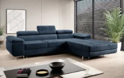 Designer Ecksofa Calvera mit Schlaf- und Klappfunktion in Samt